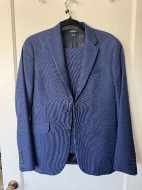Men's Blue Full Suit Perry Ellis Slim Fit